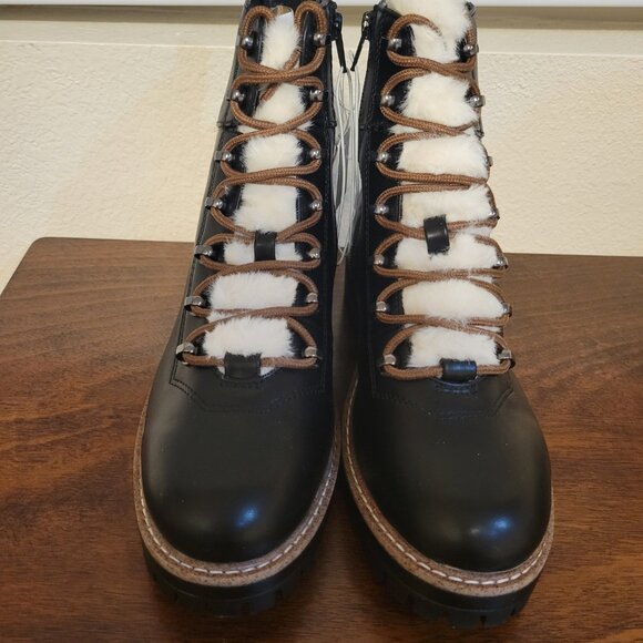 NWT a new day Black Lace-Up Boots with Brown Details Size 8 - Picture 3 of 9